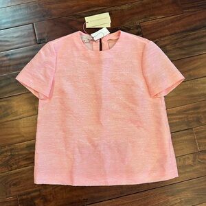 STELLA McCARTNEY NWT Size M/IT 42Pink Rayon Silk Blend Crew Neck Boxy Casual Top